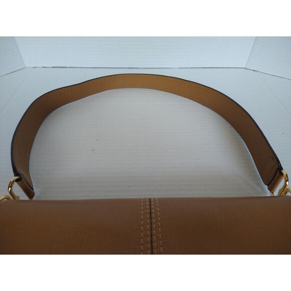 Adrienne Vittadini shoulder satchel handbag purse tan brown medium sleek classic - Picture 6 of 16